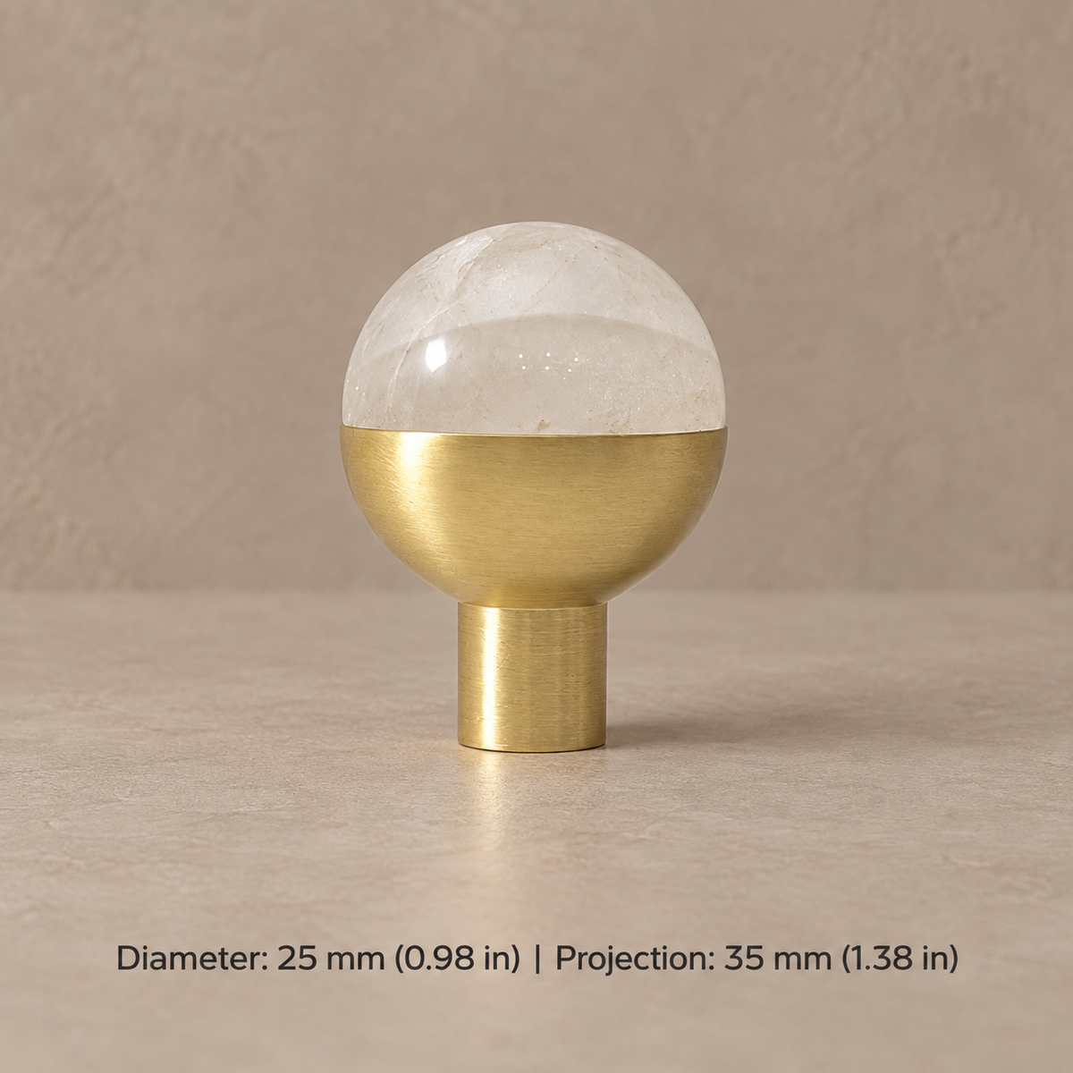 Stone & Brass Cabinet Knobs and Pulls — white-round-knob