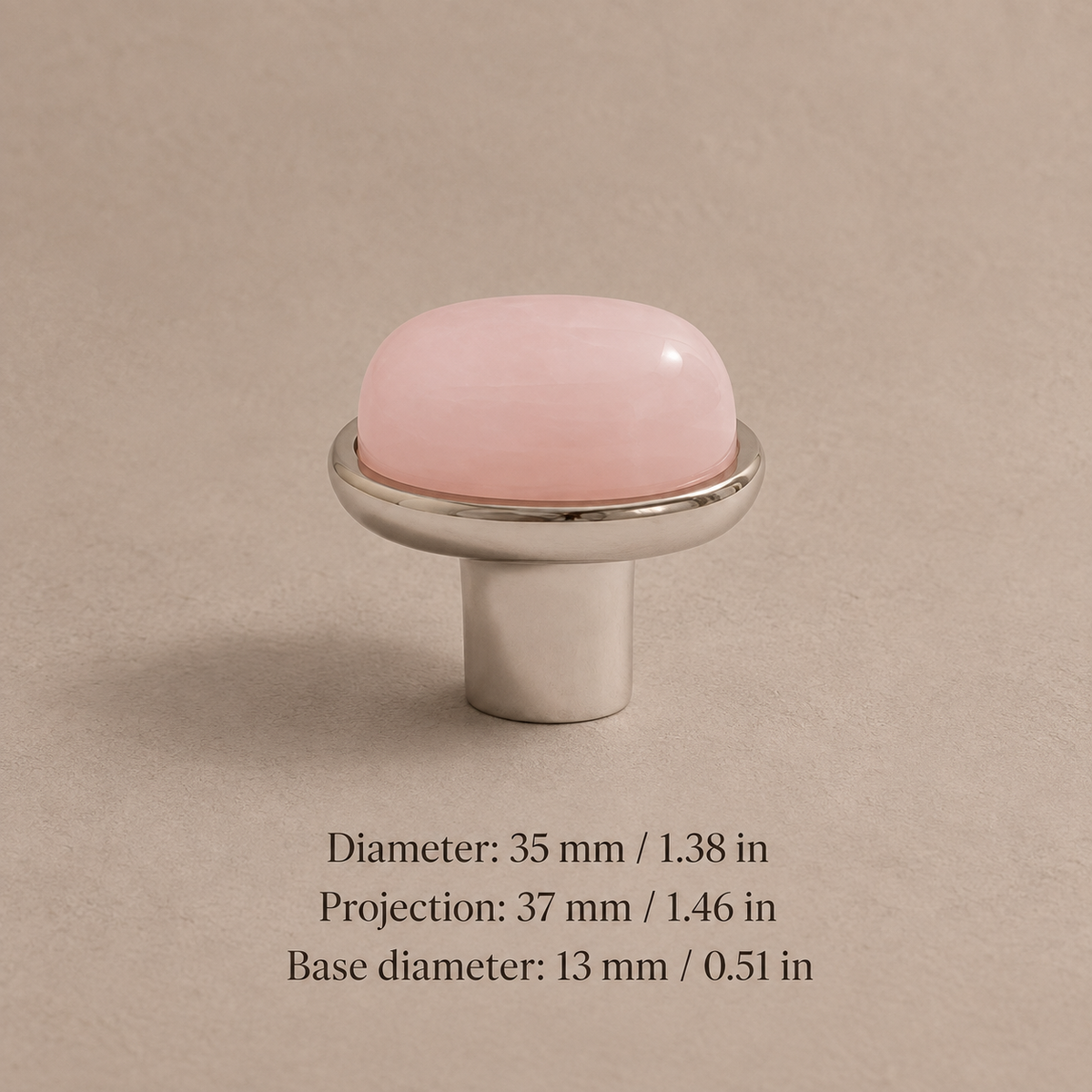 Natural Stone Crystal Cabinet Knob — Solid Brass Decorative Hardware — silver-pink