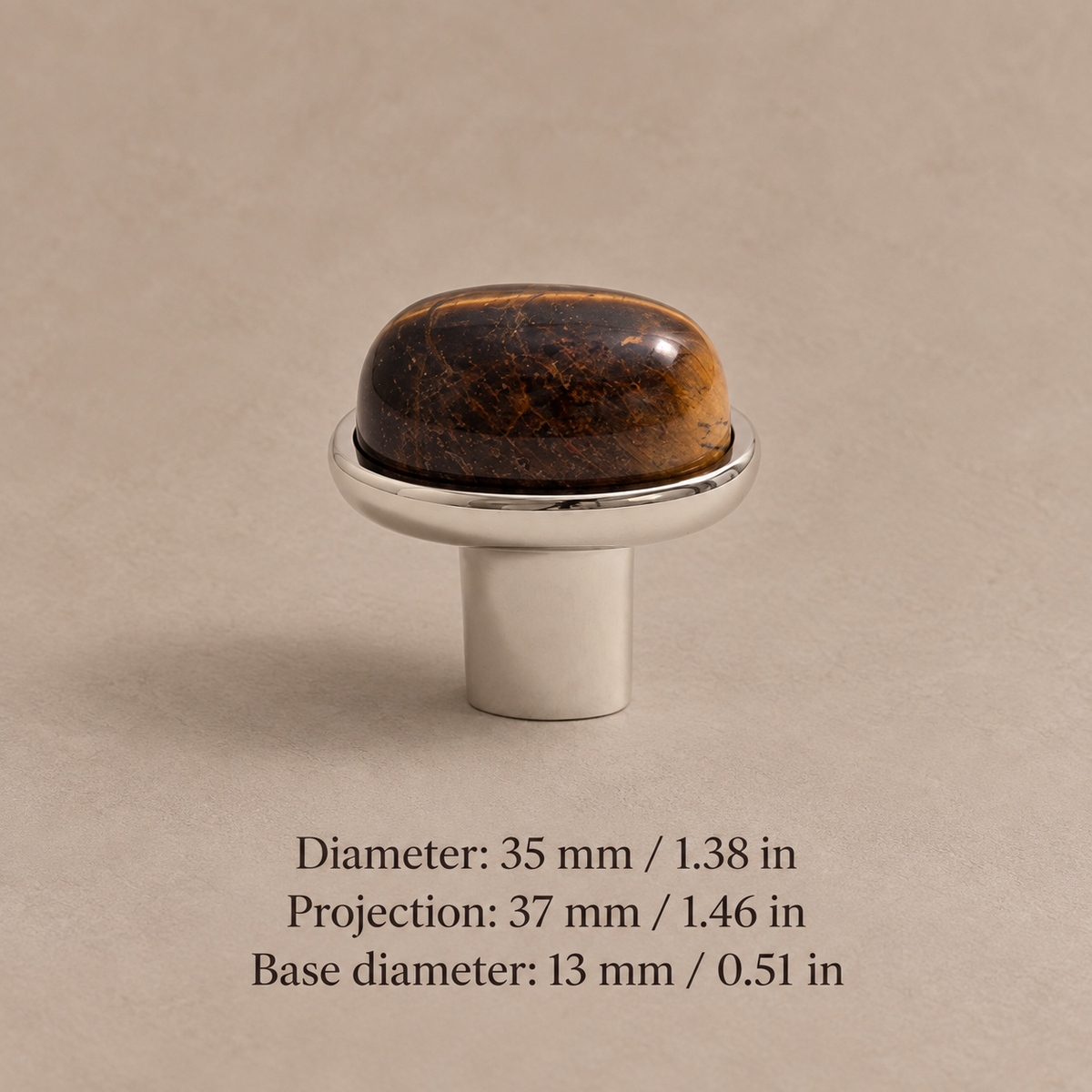 Natural Stone Crystal Cabinet Knob — Solid Brass Decorative Hardware — silver-tiger-eye