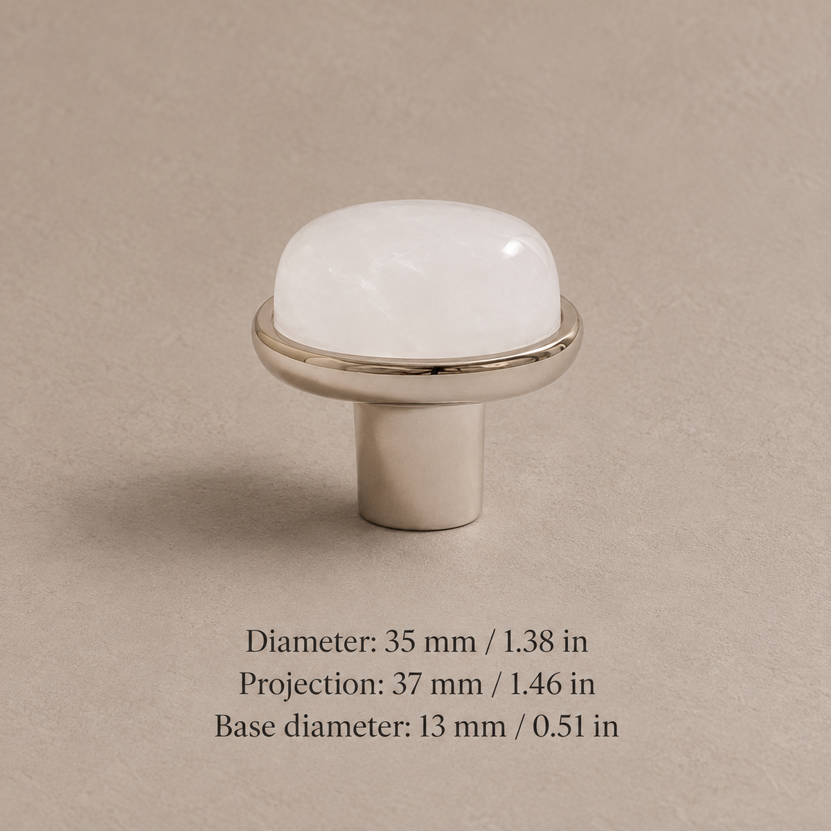 Natural Stone Crystal Cabinet Knob — Solid Brass Decorative Hardware — silver-white