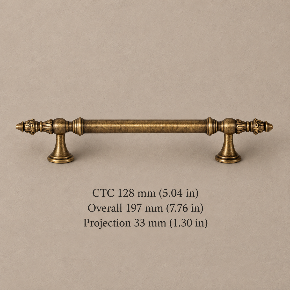 Tapered Spindle Cabinet Pull & Knob — Antique Brass — pull-128