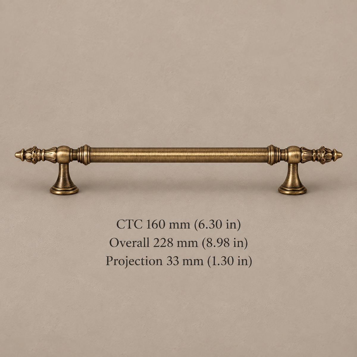 Tapered Spindle Cabinet Pull & Knob — Antique Brass — pull-160