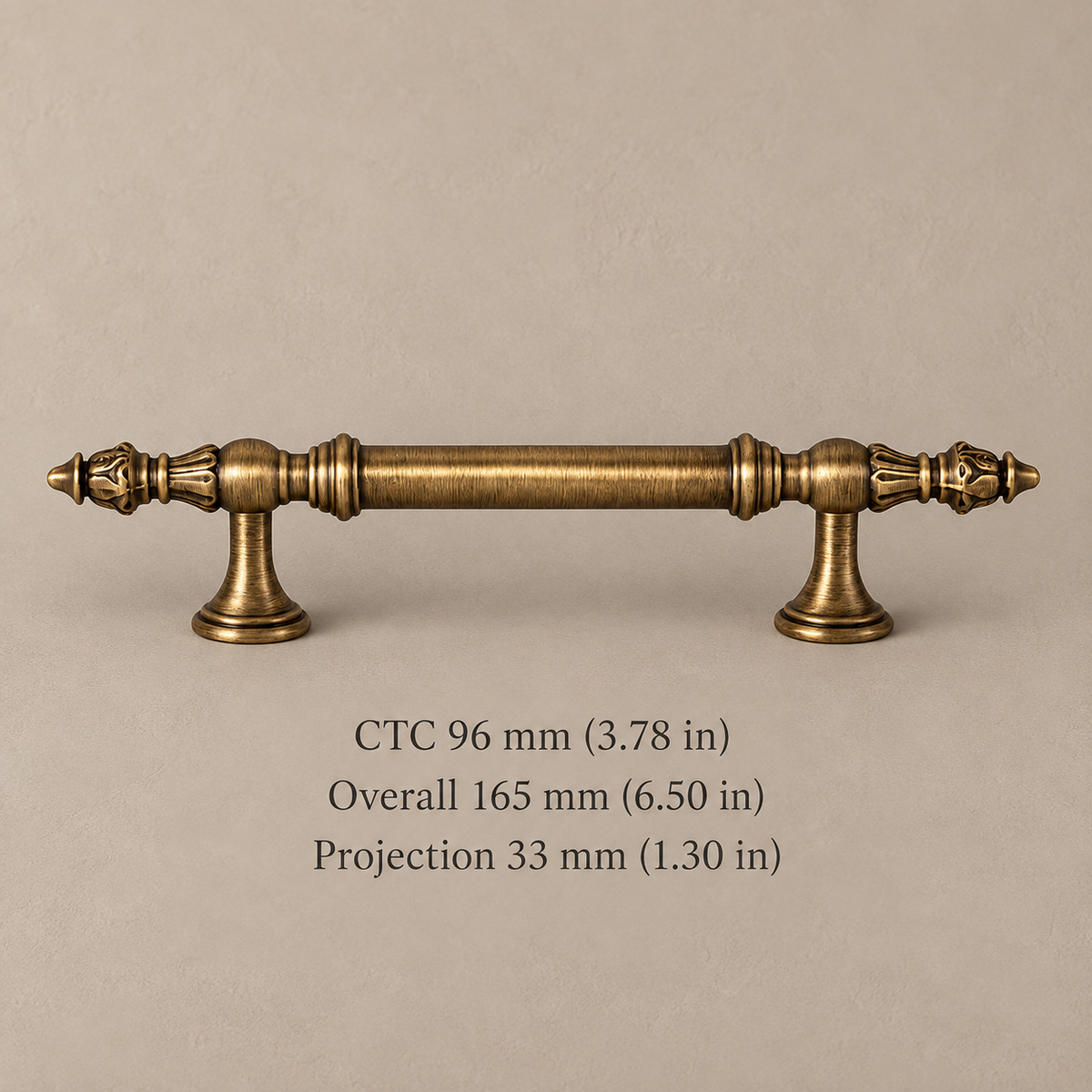 Tapered Spindle Cabinet Pull & Knob — Antique Brass — pull-96