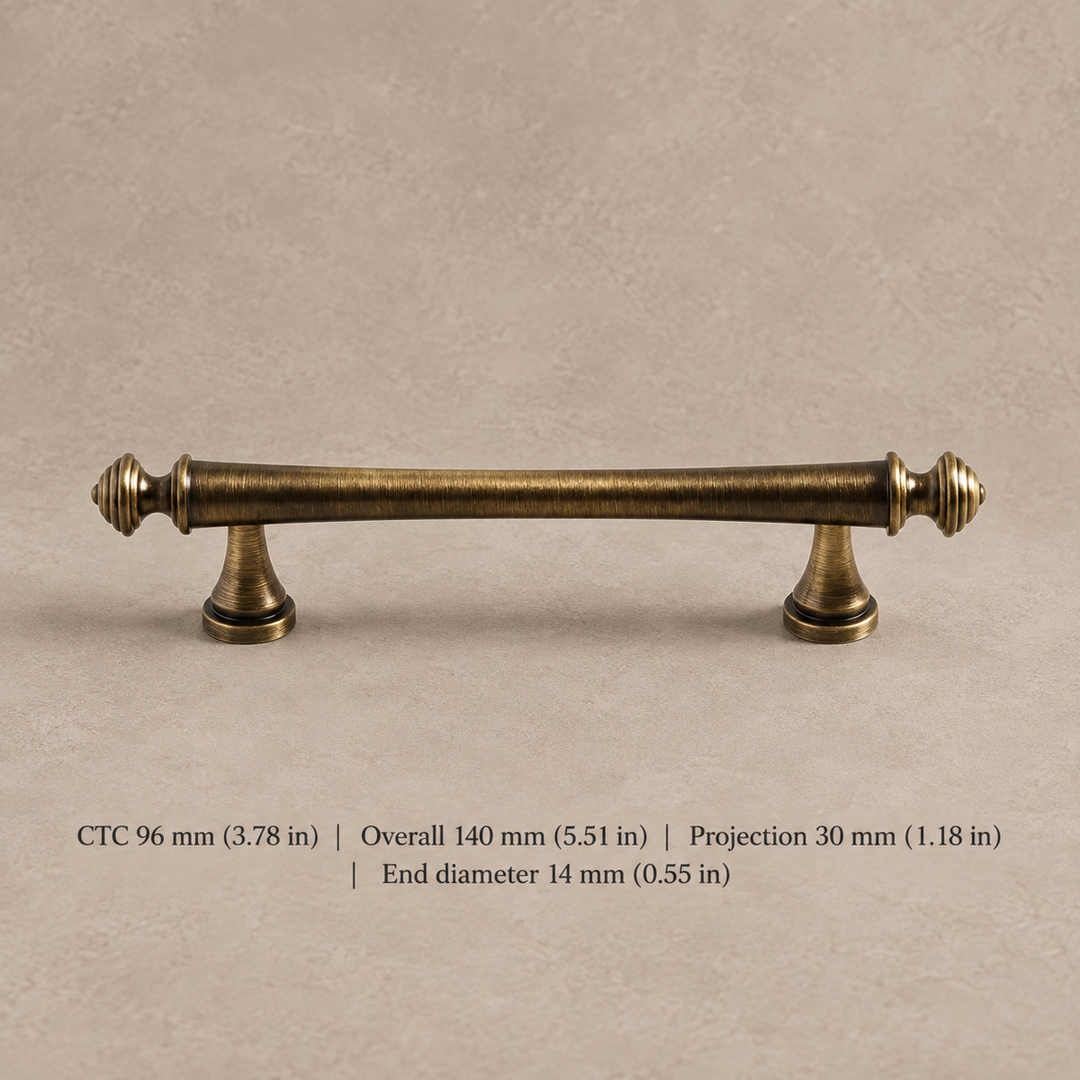 Antique Brass Solid Brass T-Bar Cabinet Pulls & Knobs — Modern Design — pull96-ab