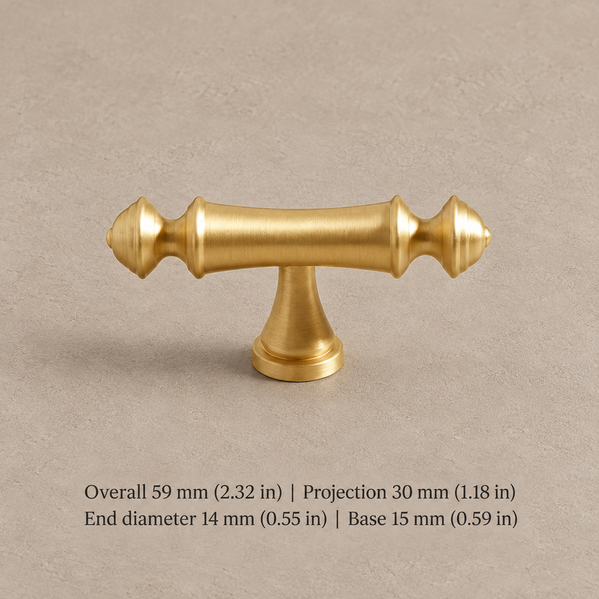 Antique Brass Solid Brass T-Bar Cabinet Pulls & Knobs — Modern Design — t59-bb