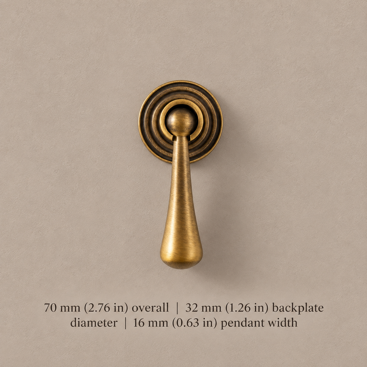 Brushed Antique Brass Cabinet Handle & Knob — Tear Drop Design — pendant-4