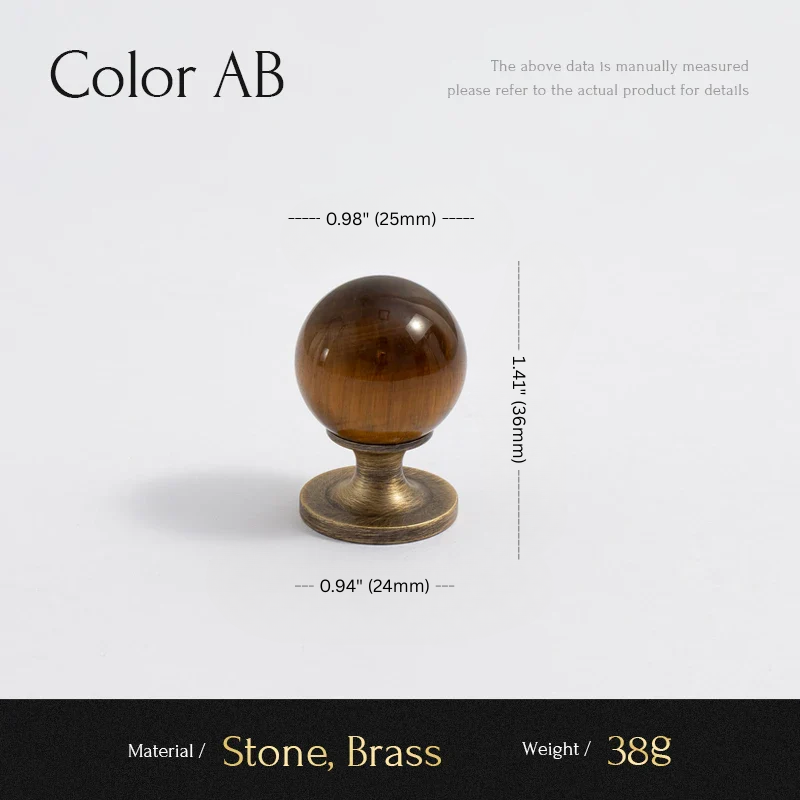 Decorative knob with measurements on a white background