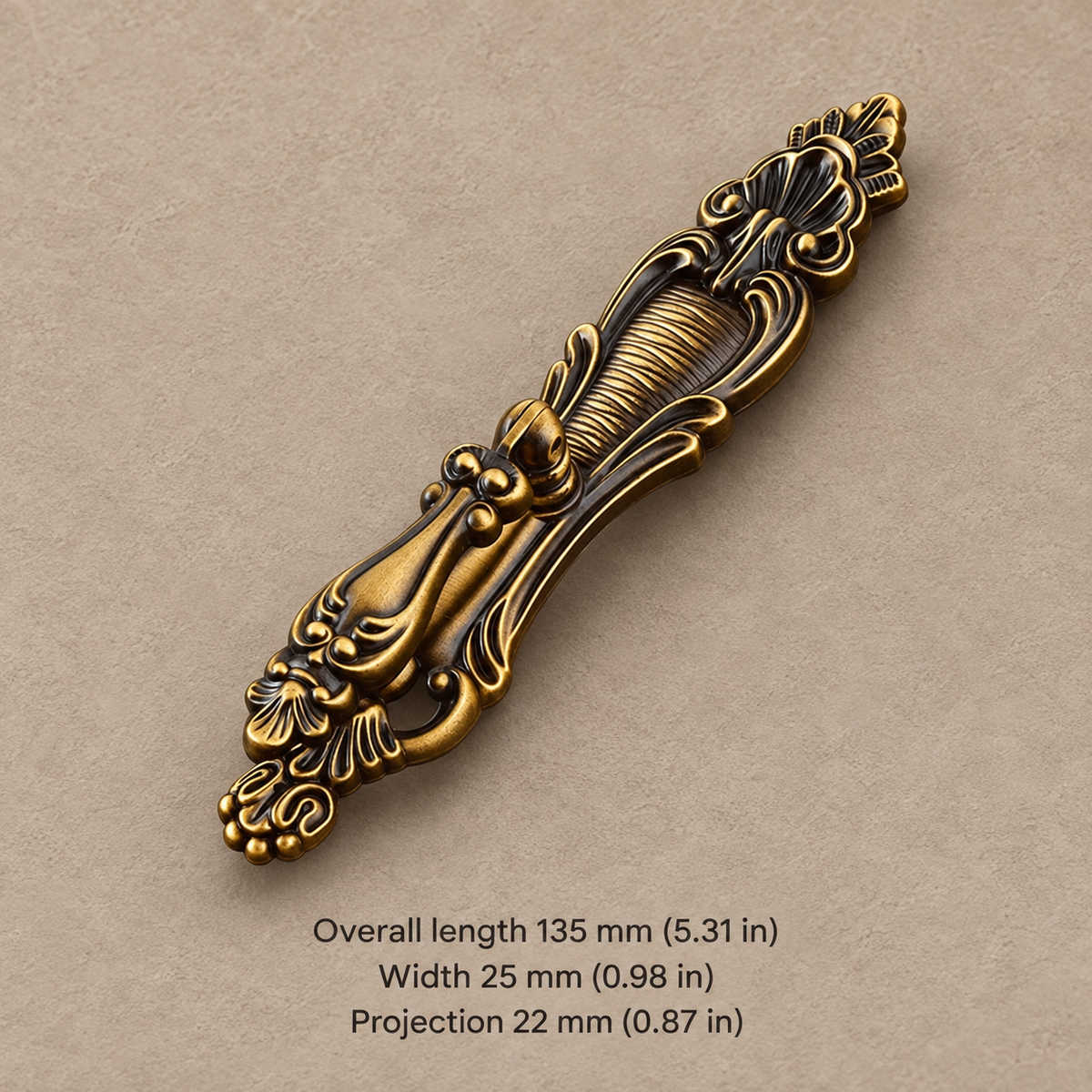 Traditional European Cabinet Pulls & Knobs — Antique Brass Zinc Alloy — ornate-pendant-135