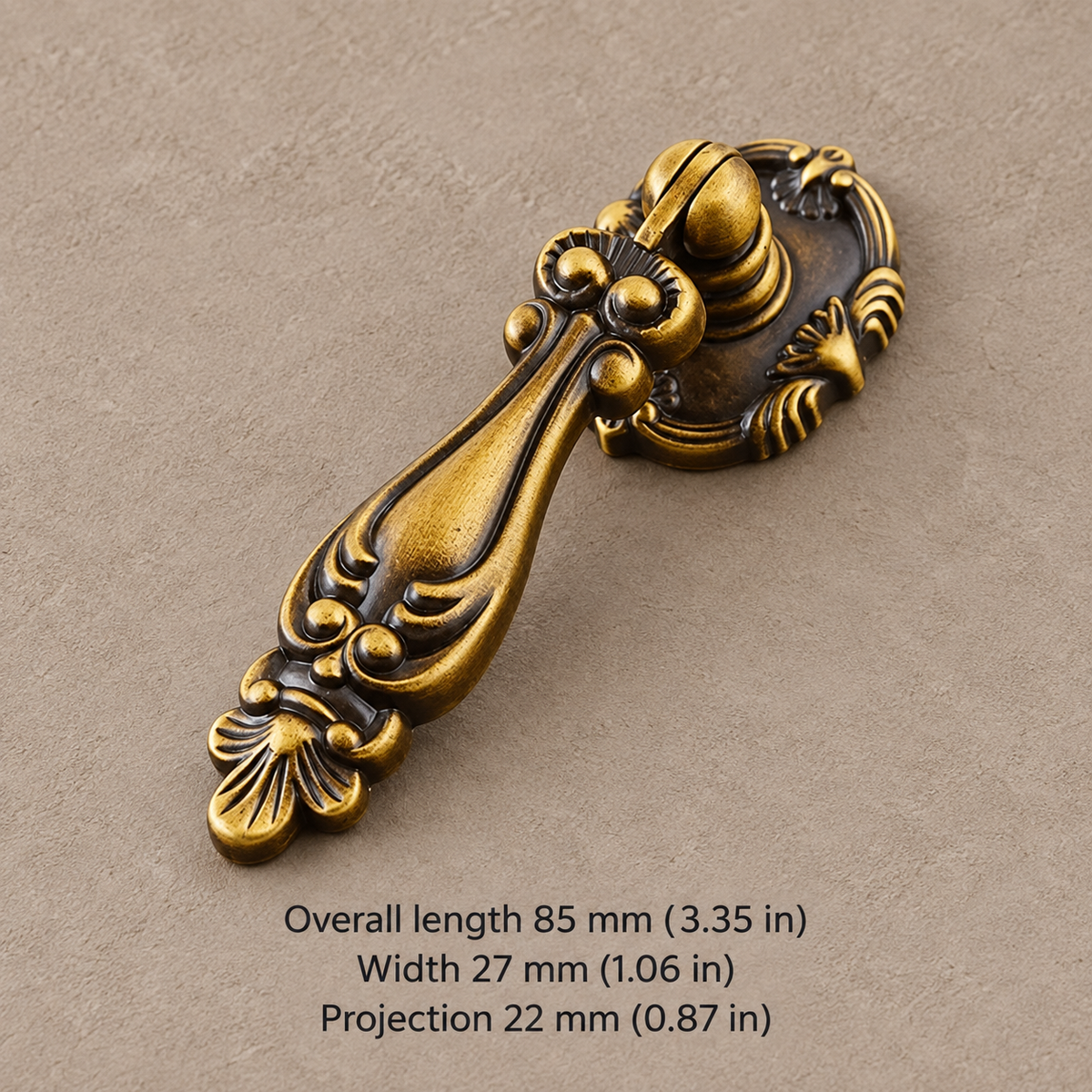 Traditional European Cabinet Pulls & Knobs — Antique Brass Zinc Alloy — ornate-pendant-85