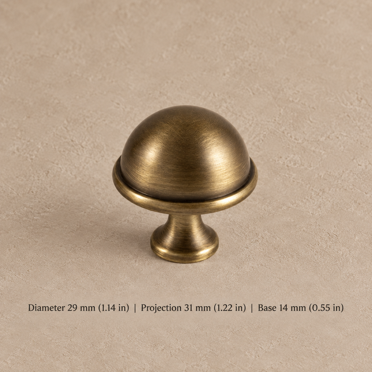 Turned Spindle Cabinet Pull & Knob — Antique Brass — dome-knob-29mm