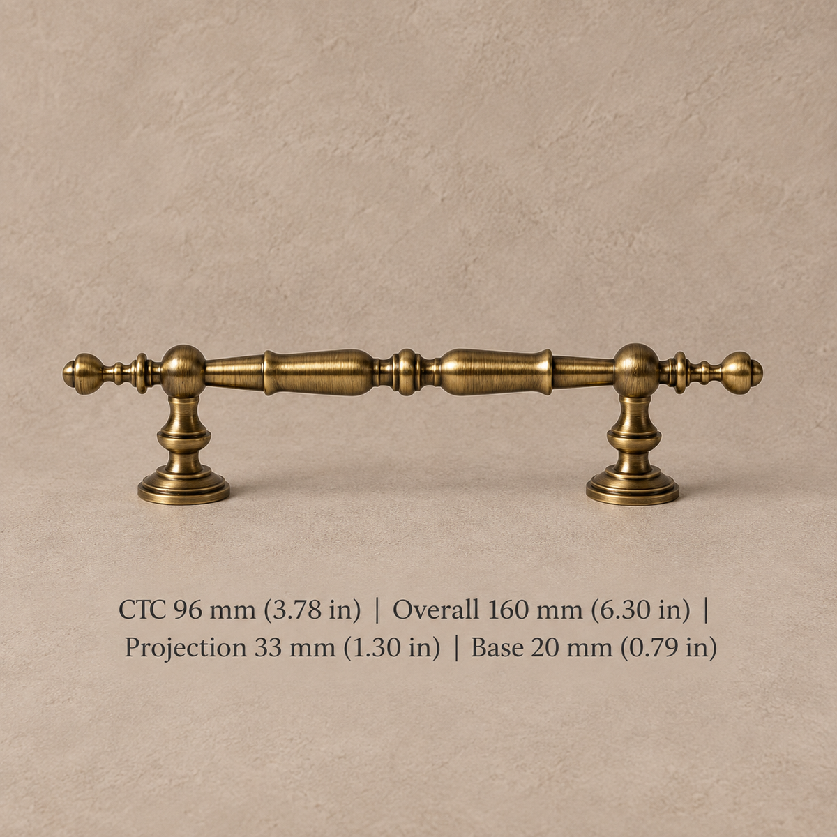 Turned Spindle Cabinet Pull & Knob — Antique Brass — pull-96mm