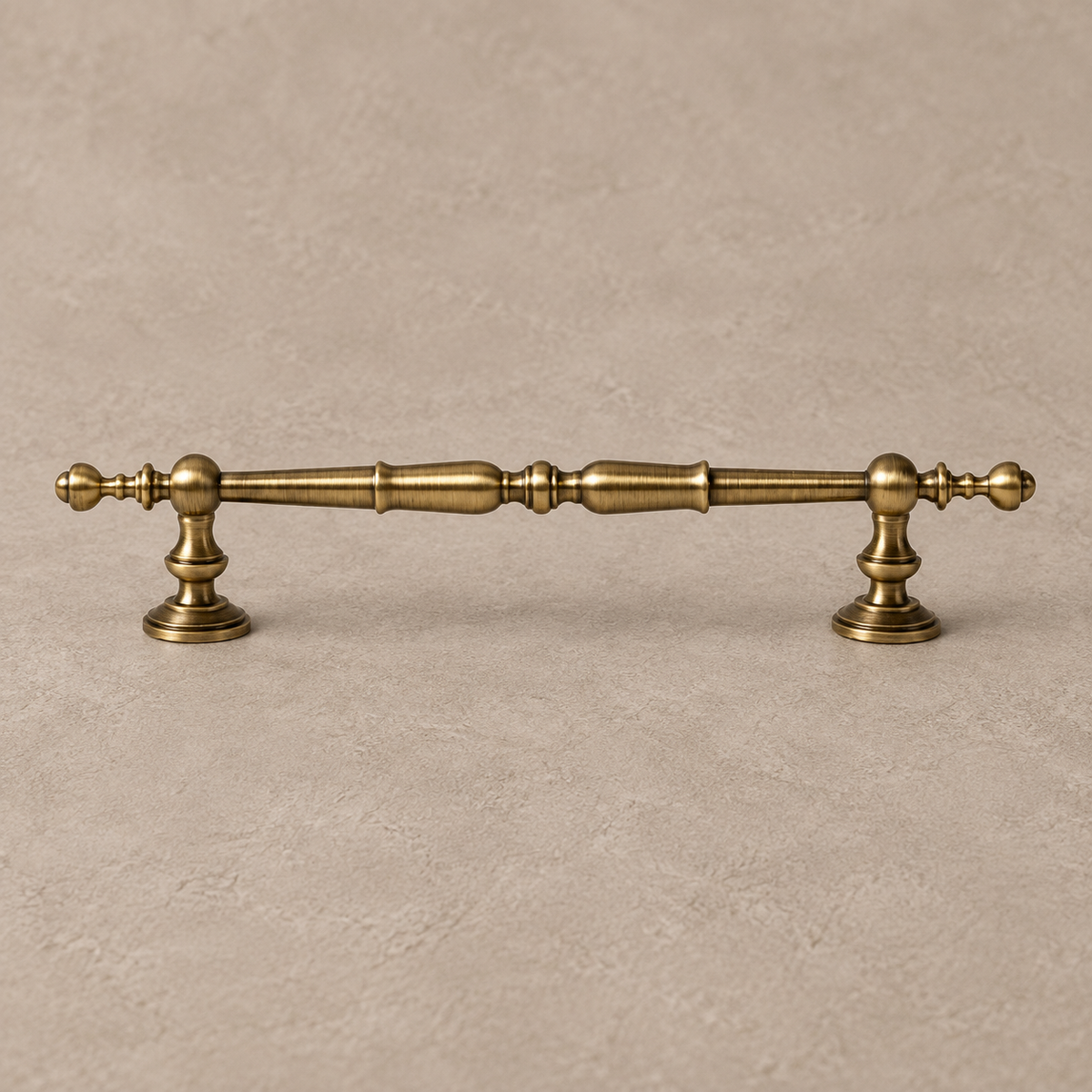 Turned Spindle Cabinet Pull & Knob — Antique Brass — spindle-detail