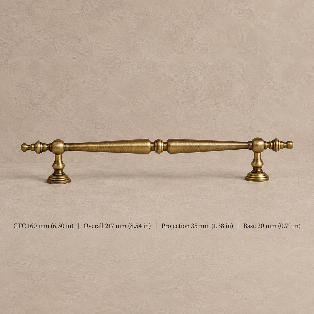 Antique Brass Solid Brass Cabinet Pulls & Knobs — Classic Turret Design — pull-160