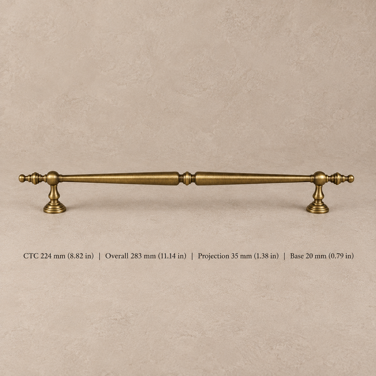Antique Brass Solid Brass Cabinet Pulls & Knobs — Classic Turret Design — pull-224