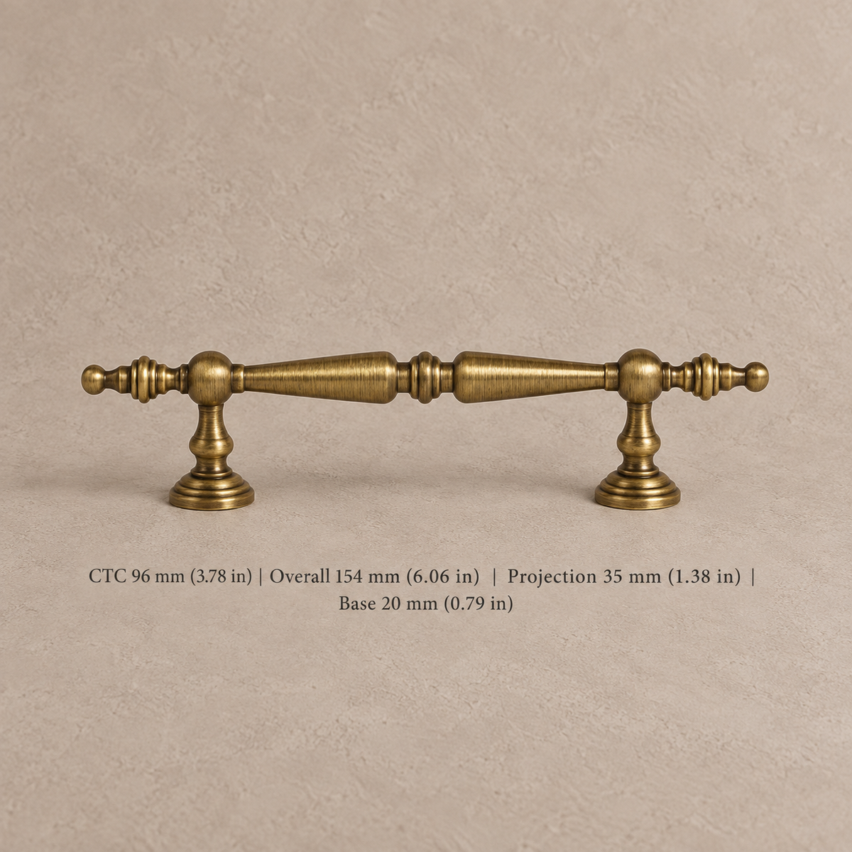 Antique Brass Solid Brass Cabinet Pulls & Knobs — Classic Turret Design — pull-96