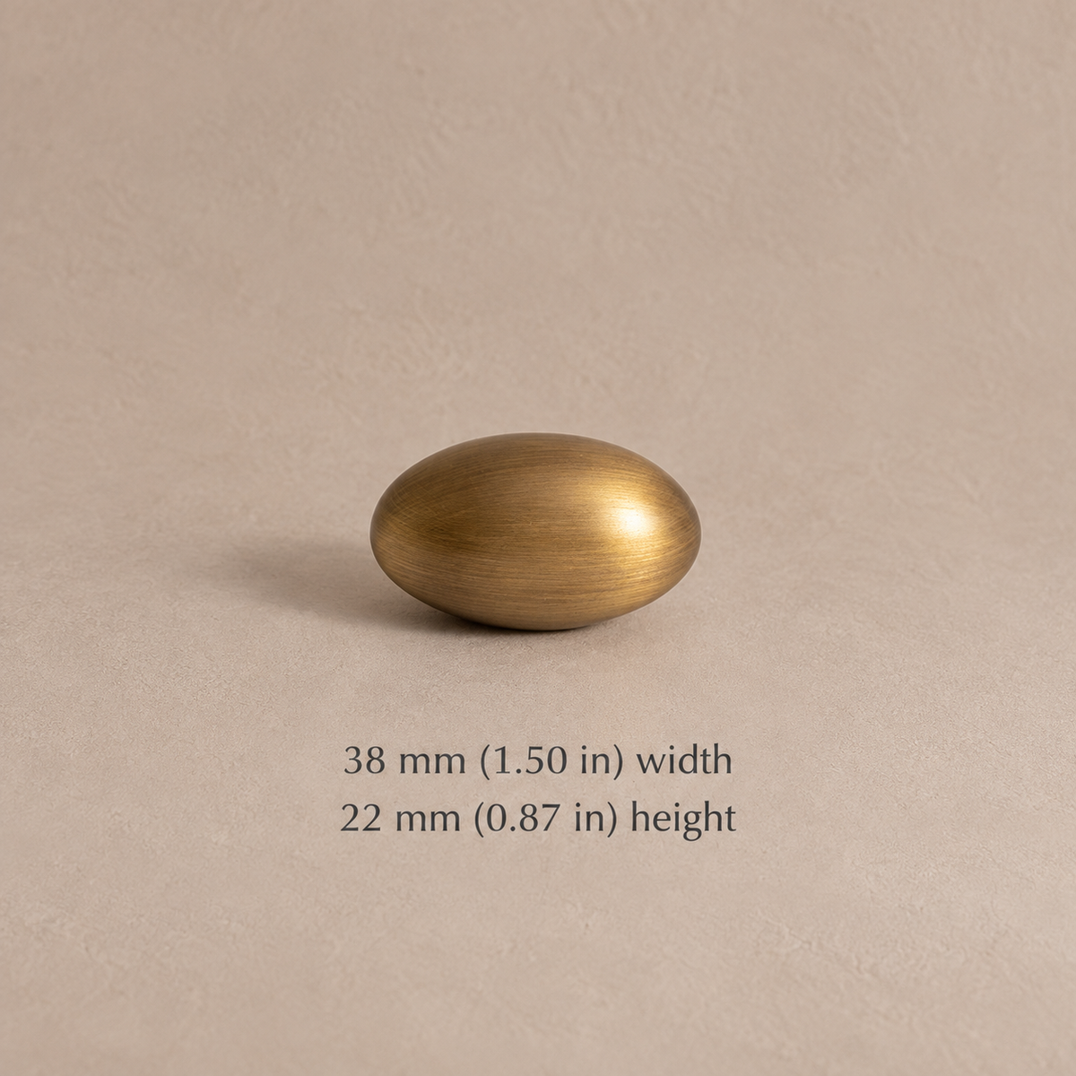 Antique brass egg knob, 38 mm (1.50 in) wide