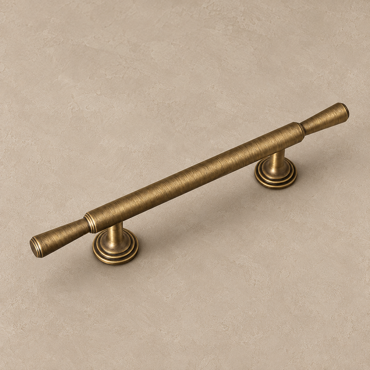 Vintage T-Bar & Long Cabinet Pull Set - Antique Brushed Brass — antique-brass-pull-detail