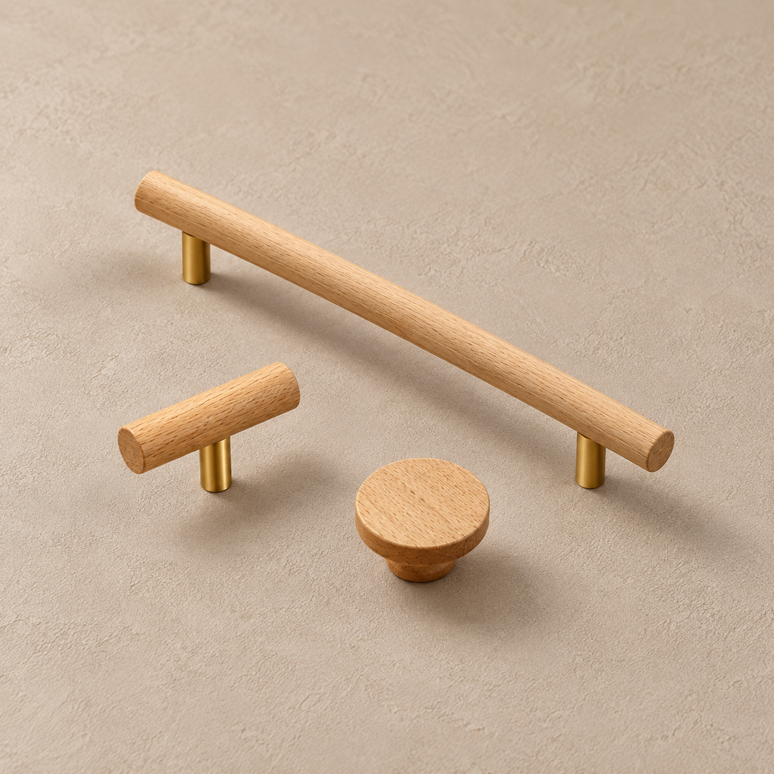Nordic Walnut Wood Cabinet Pull & T-Knob — Modern Design — approved main product image
