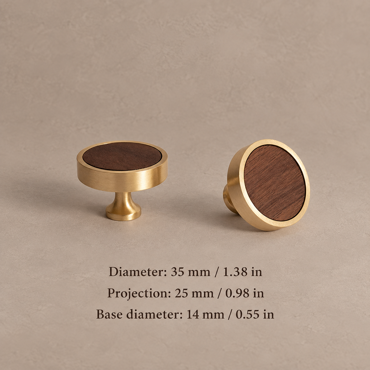 Black Walnut & Brass Cabinet Pull & T-Knob — Solid Wood Hardware — walnut-knob-35